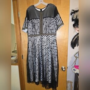 Elegant Black and White Patterned Dress